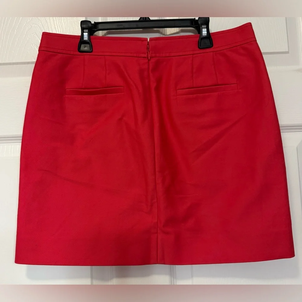 J.Crew Red Cotton Spandex Sailor Skirt Gold Buttons Preppy Nautical Size 4